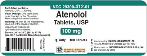 Atenolol Tablets - FDA prescribing information, side effects and uses