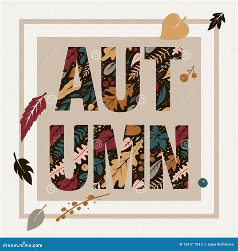 Autumn Creative Poster Design with Hand-drawn Elements Stock Vector ...