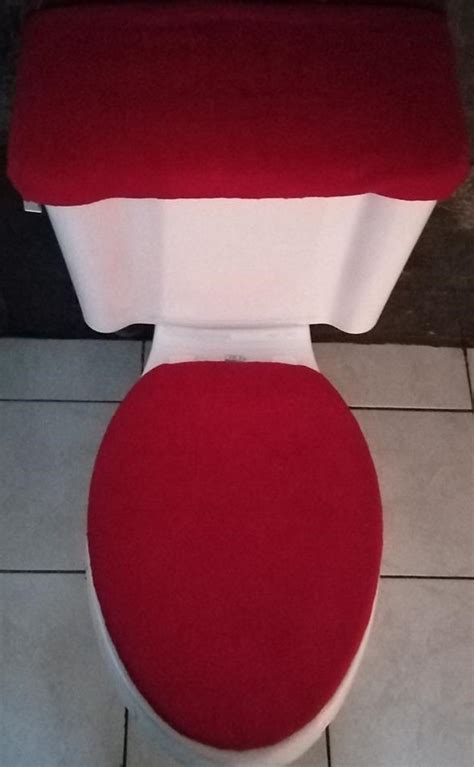 SOLID RED Fleece Fabric Elongated Toilet Seat Lid & Tank | Etsy