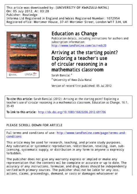 (PDF) Arriving at the starting point? Exploring a teacher's use of ...