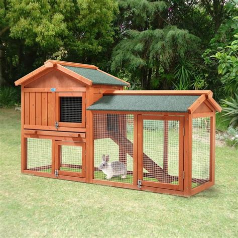 Veryke Indoor Rabbit Hutch, Rabbit Cage, Wooden Bunny Cages with Run Hen Coop, Rabbit House ...