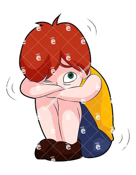 Scared Little Boy Curled Up Cartoon Vector Clipart - FriendlyStock | Scared face drawing, Little ...