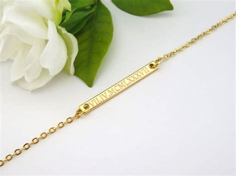 Roman Numeral Necklace Roman Numbers Custom Bar Necklace - Etsy