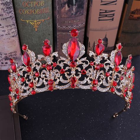 Buy Red Queen Crown | Rhinestone Red Tiara | Majestic Crowns