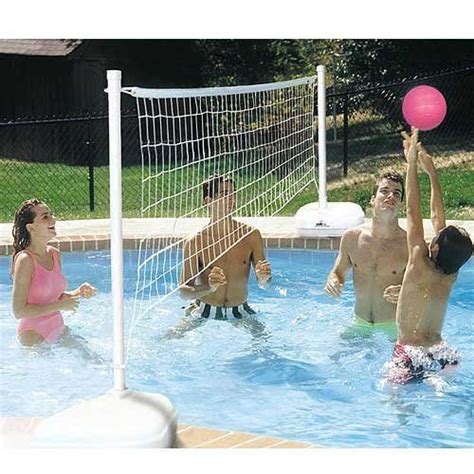 Dunnrite AquaVolly Swimming Pool Volleyball Set 24 foot long volleyball net. Net height is fully ...