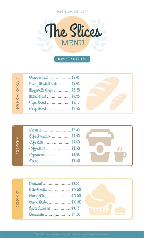 Light Simple Bakery Menu - Venngage