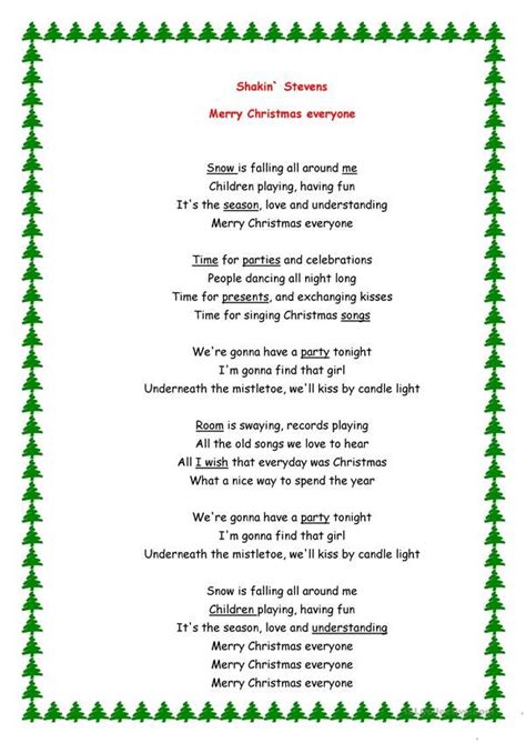 Merry Christmas everyone song - English ESL Worksheets for distance ...