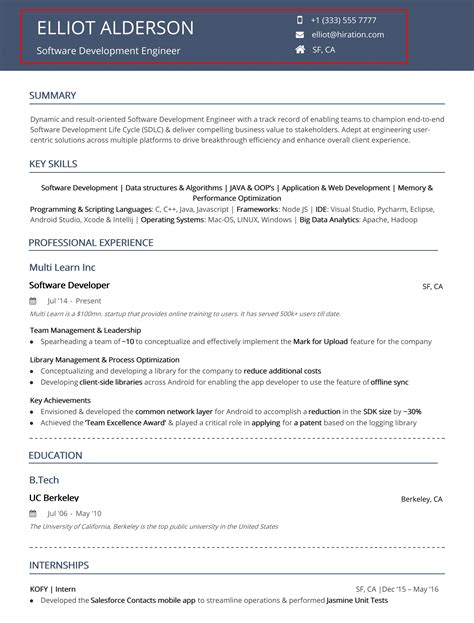 Resume Header - 2021 Guide to Contact Information in Resume [Examples]