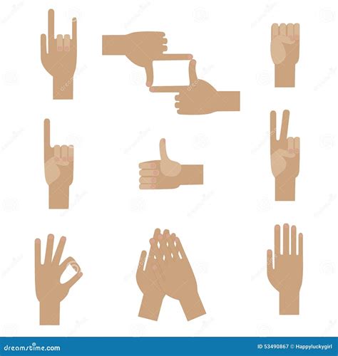 Set Popular Human Hand Gestures Stock Illustration - Image: 53490867