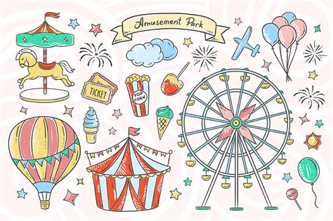 Amusement Park Illustrations & Patterns By Redchocolate Illustration | TheHungryJPEG