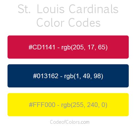 St. Louis Cardinals Colors - Hex and RGB Color Codes - oggsync.com