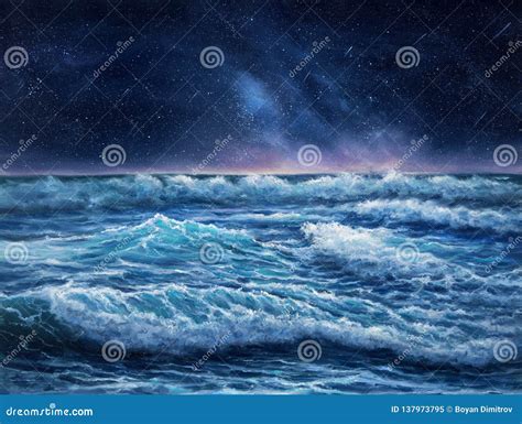 Ocean and night sky stock image. Image of night, horizon - 137973795