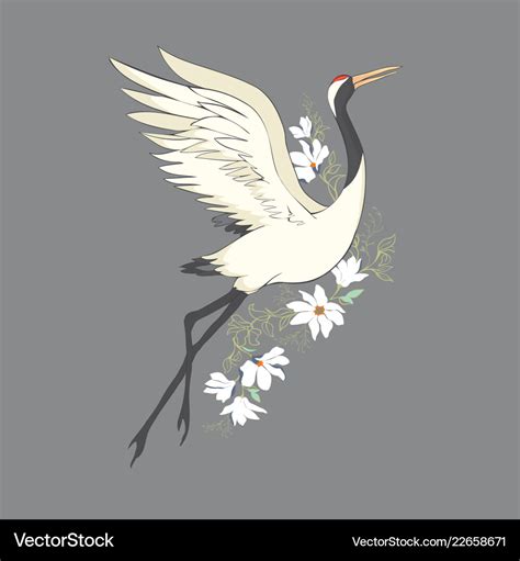 Watercolor set of bird crane white stork Vector Image