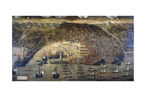 'View of Genoa and its Harbor, Painting by Cristoforo Grassi (1565-1598), Italy, 15th-16th ...