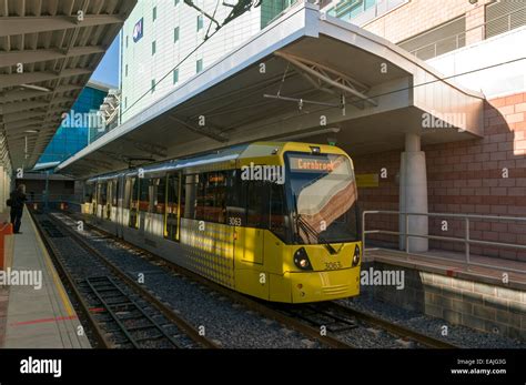 Metrolink tram at the Manchester Airport terminus, Manchester, England, UK Stock Photo - Alamy