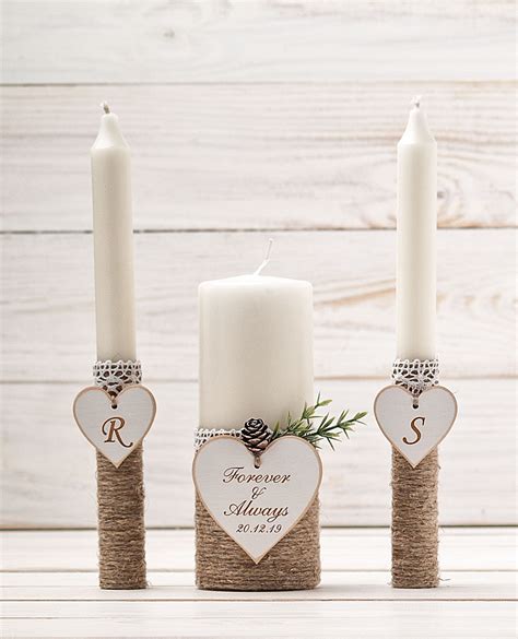 Winter Wedding Unity Candle Set for Church Rustic - Etsy