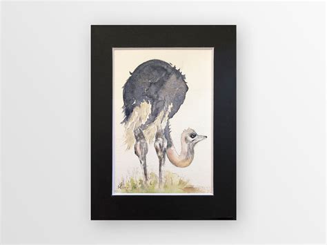 Ostrich Eating (9”x7”) - Kimmy Priggen