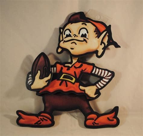 CLEVELAND BROWNS FOOTBALL MASCOT BROWNIE THE ELF 3D WALL HANGING SIGN ...