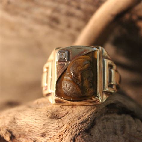 Rare Vintage Mens 10K Gold Diamond Ring Roman Soldier Ring 6.5 Grams Size 8.5 Vintage Ring ...