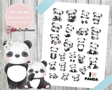 Cute Panda Printable Stickers Printable Planner Stickers - Etsy