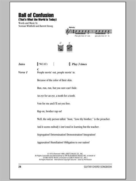 Ball Of Confusion (That's What The World Is Today) by The Temptations - Guitar Chords/Lyrics ...