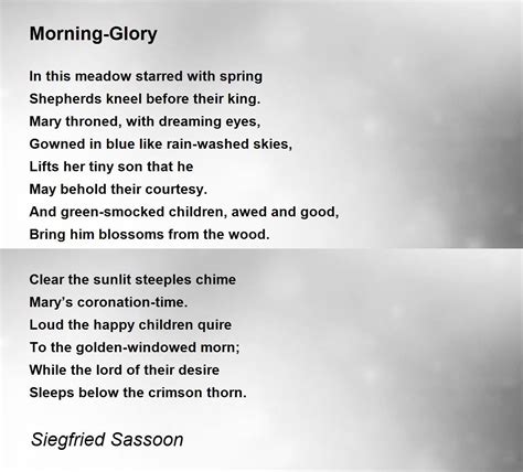 Morning-Glory by Siegfried Sassoon - Morning-Glory Poem