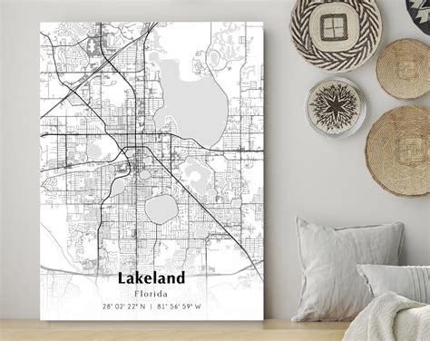 Lakeland City Map Print, Lakeland Florida Map Poster, USA City Street ...