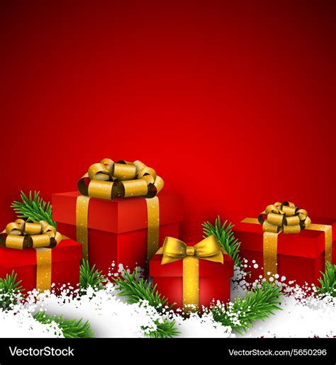 Red christmas background with gift boxes Vector Image