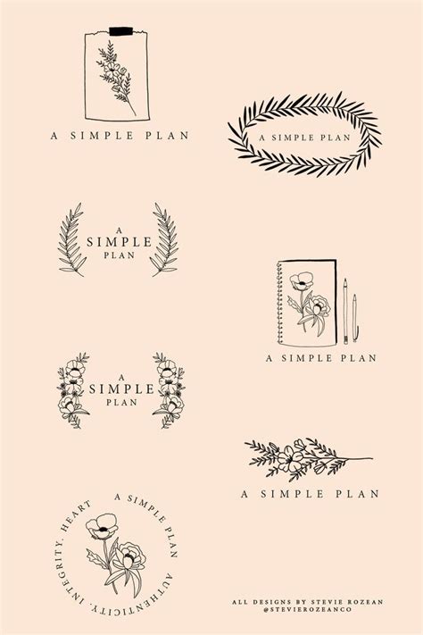 the logos for simple plan are drawn in black and white on a light pink background