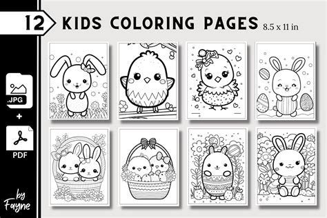 Easter Coloring Pages Collection, KDP Graphic by Fayne · Creative Fabrica