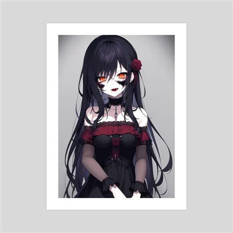 Zombie anime girl in goth dress, an art print by DeathAnarchy - INPRNT