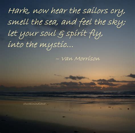 a quote from van morrison on the ocean at sunset