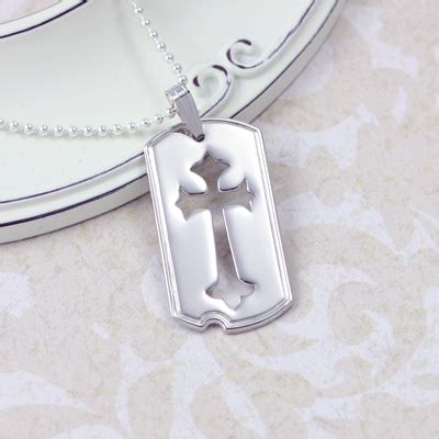 Cross Cutout Dog Tag Necklace for boys