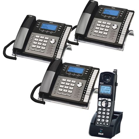 RCA 4-Line Expandable Small Business Phone System with 3 Corded Desk ...