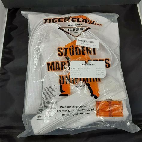 Tiger Claw Student Martial Arts Uniform, White, 3 Pieces (4'-4" & 65lb ...