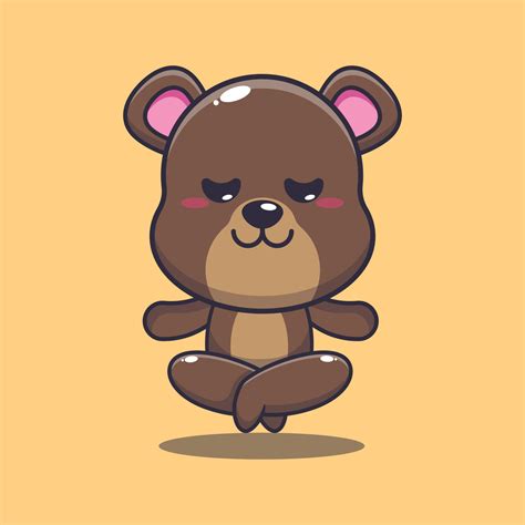 bear doing meditation yoga cartoon vector illustration. 24693991 Vector ...