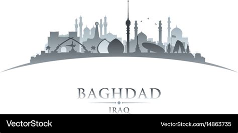 Baghdad iraq city skyline silhouette white Vector Image