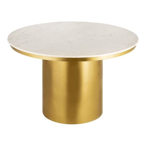 Buy TOV Furniture Alisin Modern Round Dining Table with Stainless Steel Base, Marble/Brushed ...