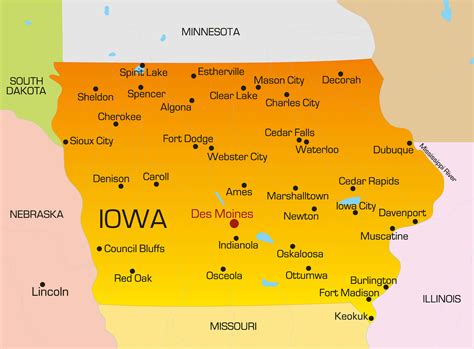 Iowa Map - Guide of the World