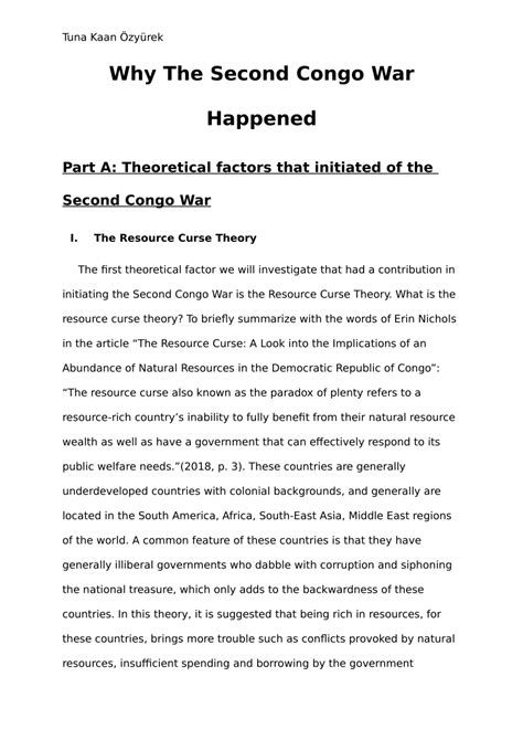 (PDF) Why The Second Congo War Happened Part A: Theoretical factors ...