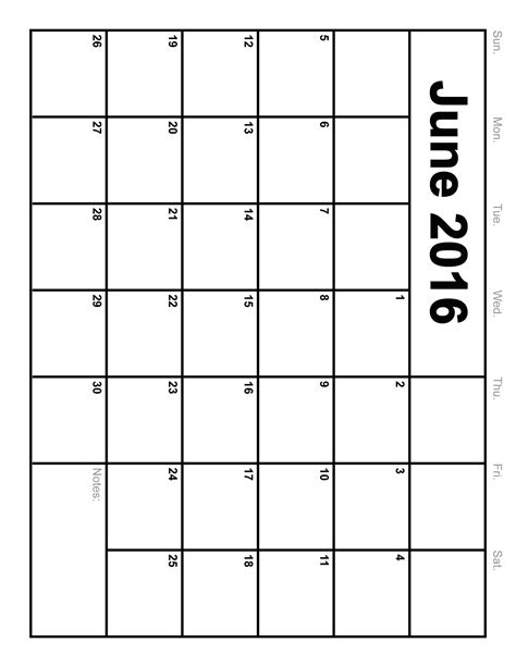 June 2016 Printable Calendar | Blank Templates | Printable Calendar Templates