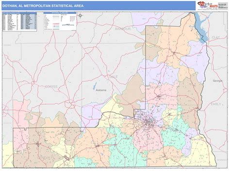 Dothan, AL Metro Area Wall Map Color Cast Style by MarketMAPS ...