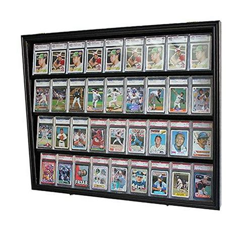 Lockable 36 Graded Sports Card Display Case, for Football, baseball, basketball, Hockey cards ...