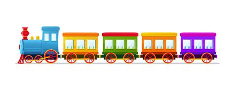 Dessin Animé Toy Train Avec Wagons De Couleur Sur Fond Blanc Vecteurs libres de droits et plus d ...