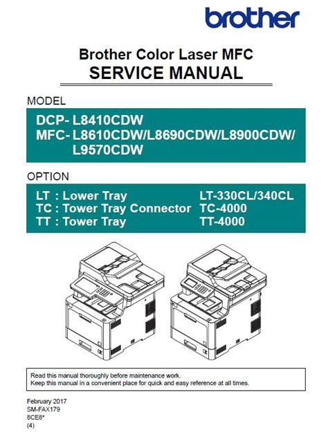 Brother MFC-L8610/L8690/L8900/L9570/DCP-L8410 Service Manual Download in pdf