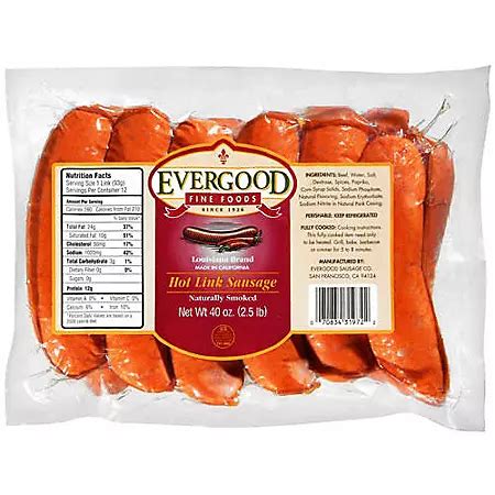 Evergood Louisiana Brand Hot Link Sausage - 40oz. - Sam's Club