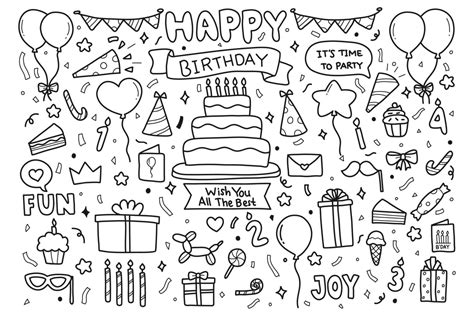 Geburtstag Doodles Vektorgrafiken und Vektor-Icons zum kostenlosen Download