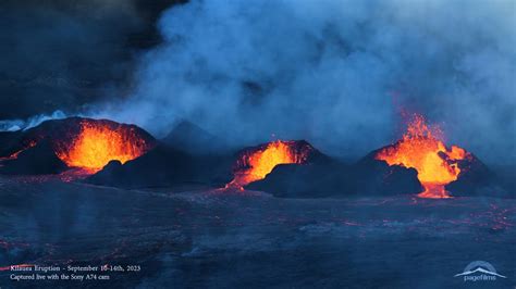 Kilauea Volcano Eruption, Sept. 2023 - Lava Fountains with Cone Collapses - YouTube