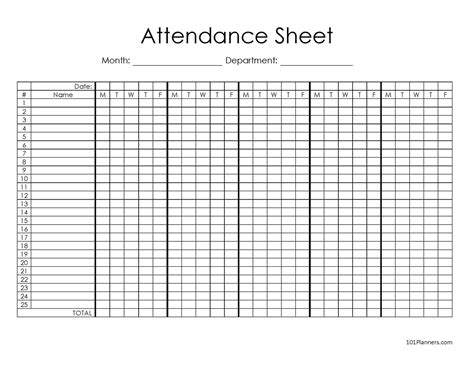 Free Printable Attendance Sheet Excel Pdf Word Template - Riset