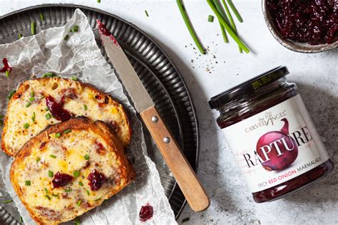 Cheese on Toast with Red Onion Marmalade - Carved Angel